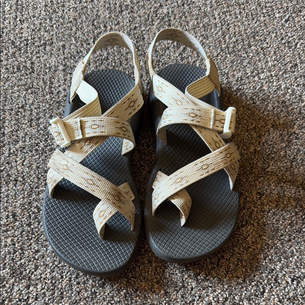Chaco Grey and Cream Strappy Sandals